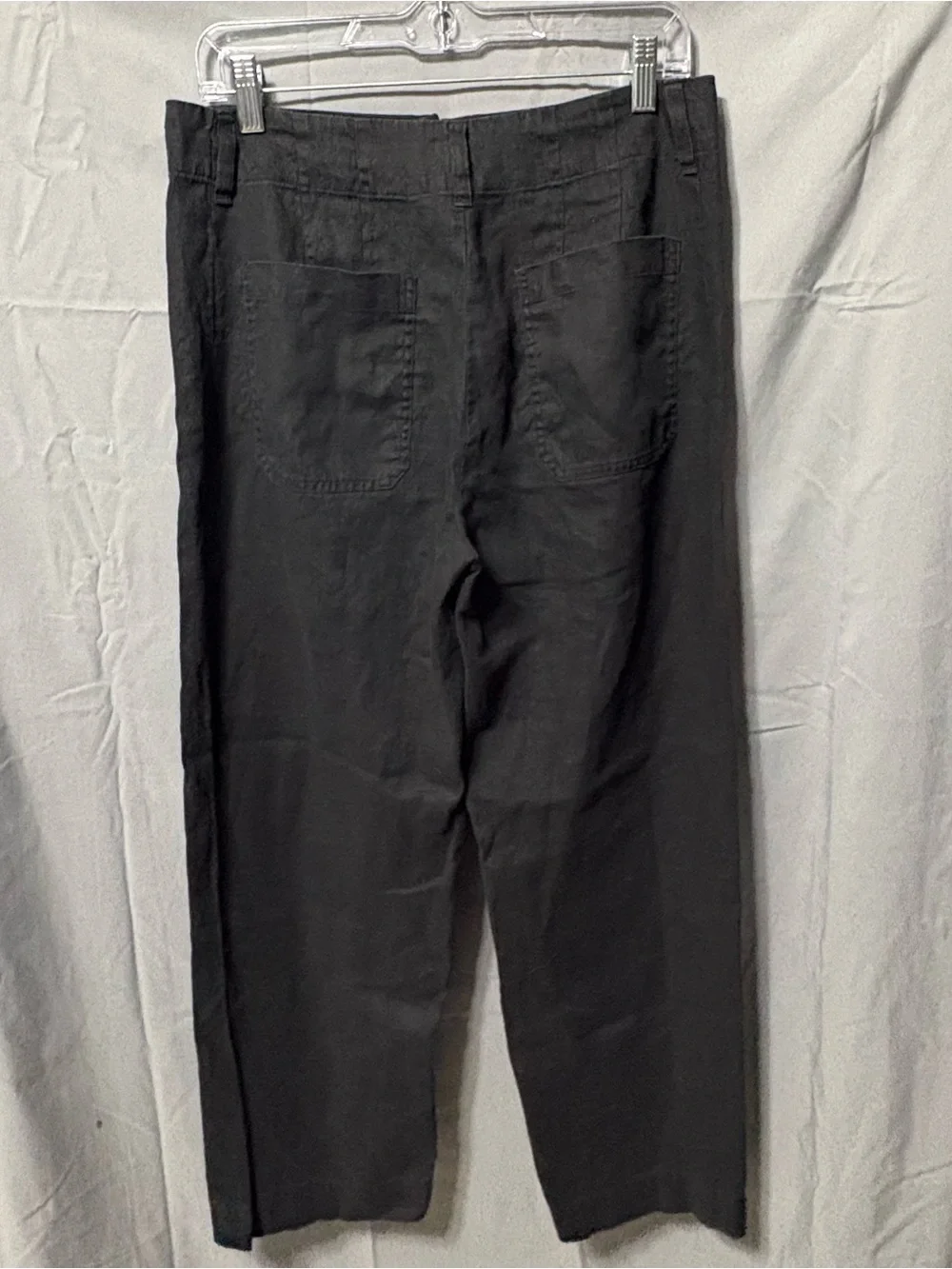 Quince Black 100% European Linen Wide Leg Trousers